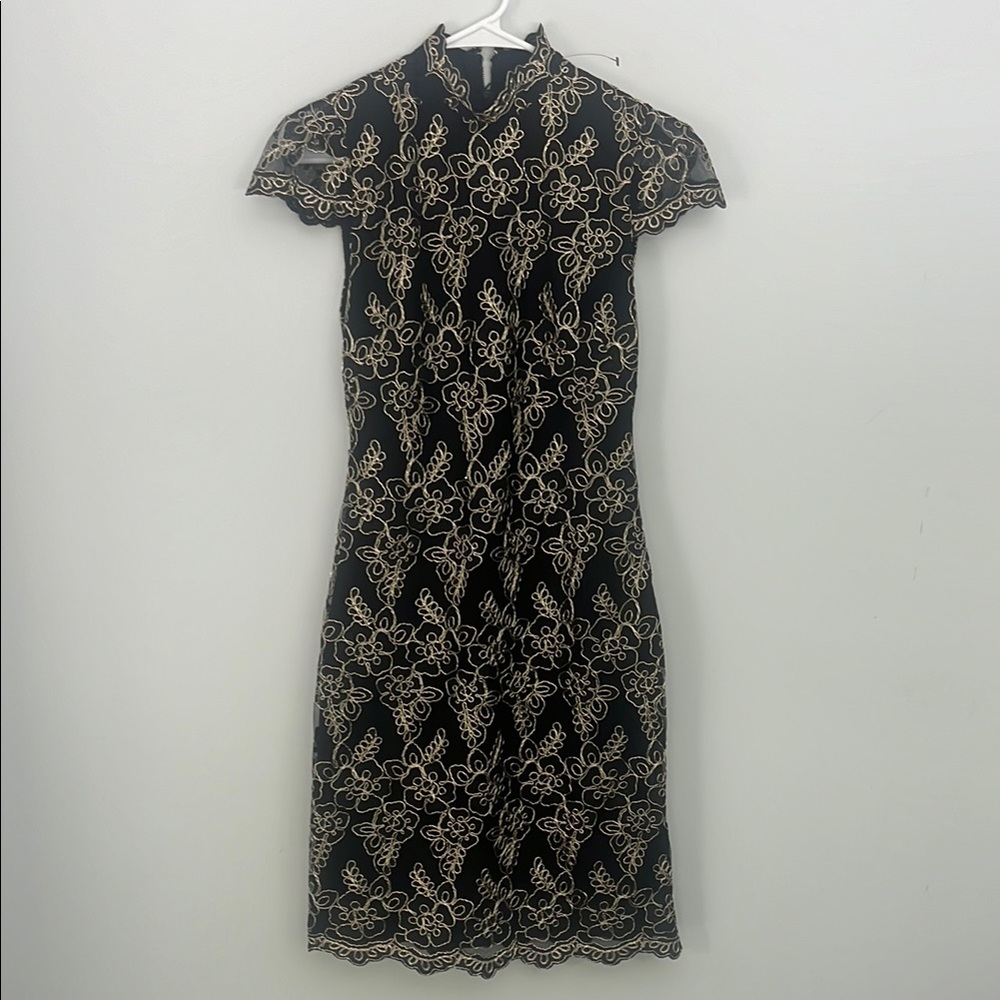 Alice + Olivia Black and Gold Dress